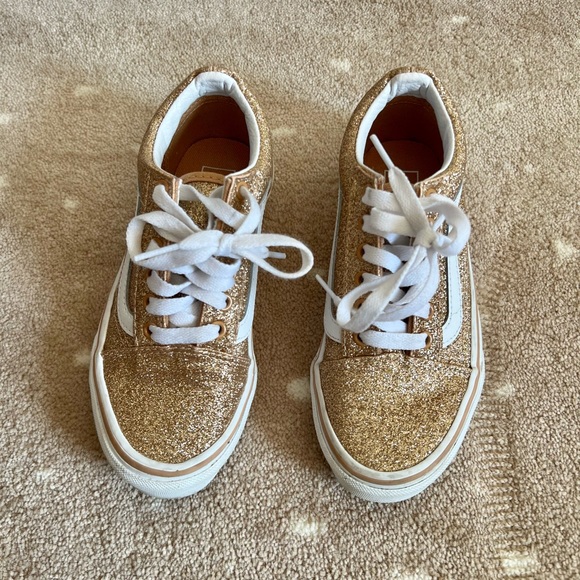 Vans Old School Glitter Skate Shoe Girls Sz 1 - Picture 2 of 5